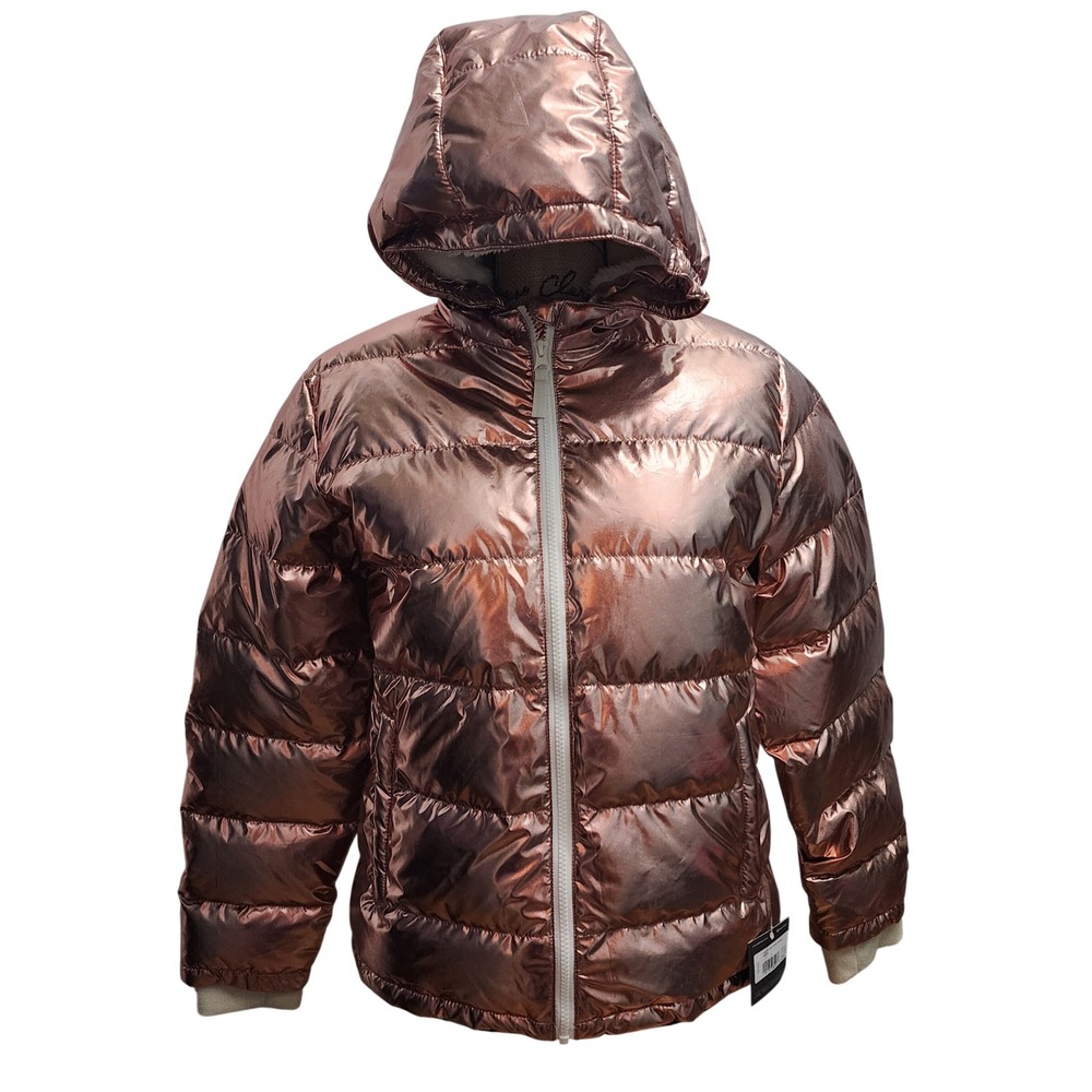 Eddie Bauer Girls Classic Down Hooded Puffer Jacket Rose Gold Size L 14